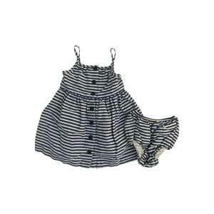 Ralph Lauren Baby Girls Blue Striped Button Front Sleeveless Dress & Bloomer 12M